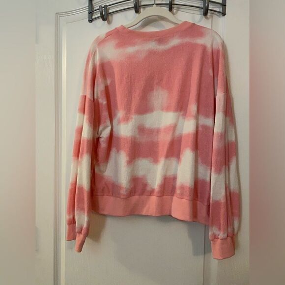 Urban Daizy light-weight sweatshirt women's Large pink white athleisure Boho EUC - Picture 3 of 9